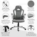 Grey Gaming Office Chair with Flip-up Armrest and Adjustable Height