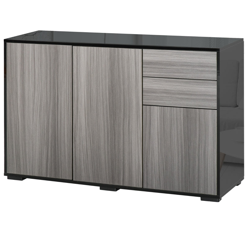 Modern 2-Drawer Side Cabinet in Light Grey and Black