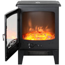 Black Glass Electric Fireplace Heater with Artificial Flame Effect