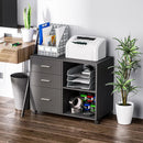 Grey Mobile Printer Stand with 3 Drawers and 2 Shelves - Modern Office Storage