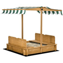 Adjustable Canopy Wooden Sandpit - Light Brown