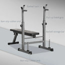 Adjustable Weight Bench with Barbell Rack and Dip Station - Black