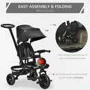 Black 4-in-1 Kids Trike with Adjustable Seat & Canopy