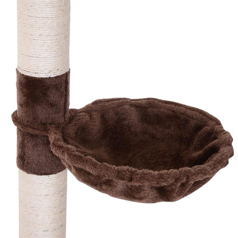 Adjustable Brown Cat Climbing Tower - 5-Tier Indoor Kitty Activity Center