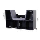 Black 6-Compartment Bookcase with Padded Seat