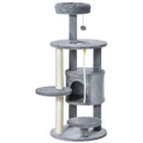 Dark Grey Cat Tree Tower with Toy Ball and Teasing Rope
