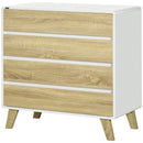 4-Drawer White and Natural Storage Chest, 80x40x79.5cm
