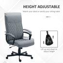 Dark Grey Linen High-Back Swivel Office Chair with Adjustable Height and Tilt