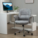 Light Grey Swivel Office Chair with Mid Back & Faux Leather