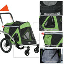 Green 2-in-1 Aluminium Dog Bike Trailer & Pet Stroller for Medium Dogs