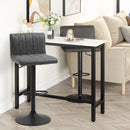 Grey Swivel Barstools Set of 2, Adjustable Counter Chairs with Footrest, PU Leather
