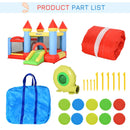 Kids Inflatable Bounce Castle with Trampoline, Slide, Pool & Basket - Blue