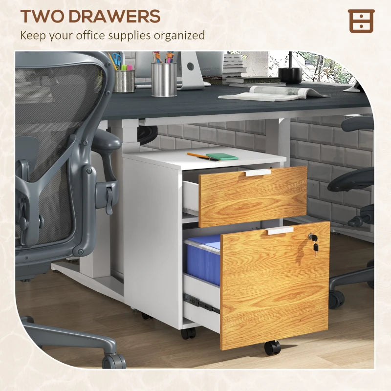 Wood Effect 2-Drawer Lockable Filing Cabinet - Espresso