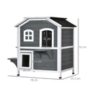 Grey 2-Story Weatherproof Wooden Cat Enclosure with Escape Door