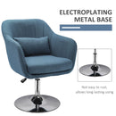Blue Swivel Accent Chair with Adjustable Height and Lumbar Support