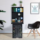 Black Wall-Mounted Drop-Leaf Table with Chalkboard and Shelf