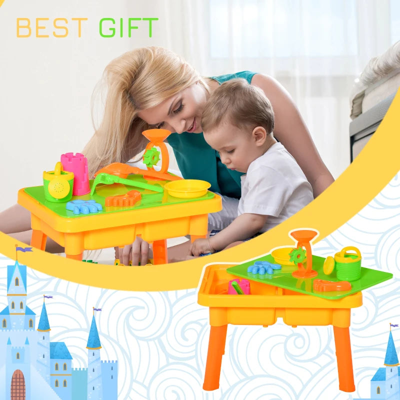 Blue Sand and Water Play Table Set with Lid and Accessories
