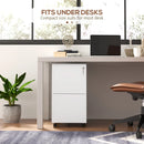 White 2-Drawer Steel Filing Cabinet with Lock and Wheels