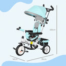 Green 6-in-1 Kids Trike with Push Handle & Canopy
