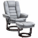 Grey Manual Recliner Chair with Footrest and Swivel Base