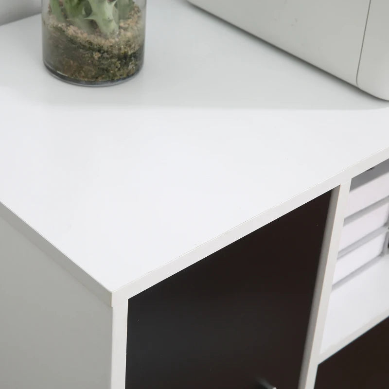 Black and White Mobile File Cabinet with Lockable Drawer and Shelf