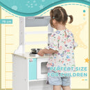 Wooden Kids Toy Kitchen Playset, White, Cooking Bench, Pots, Storage Basket