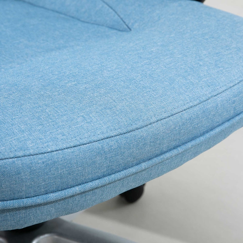 Blue Linen Fabric Office Chair with Adjustable Height and Swivel Wheels