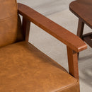 Brown Retro-Style Accent Chair with Faux Leather Seat