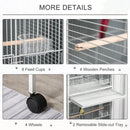 White 170cm Bird Cage with Rolling Stand & Perches