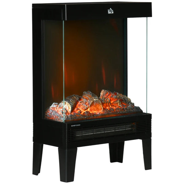 Black Electric Fireplace Stove with LED Flame Effect