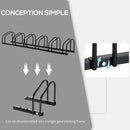 Black Bike Parking Rack for Floor or Wall Mount - 6 Racks, 179L x 33W x 27H