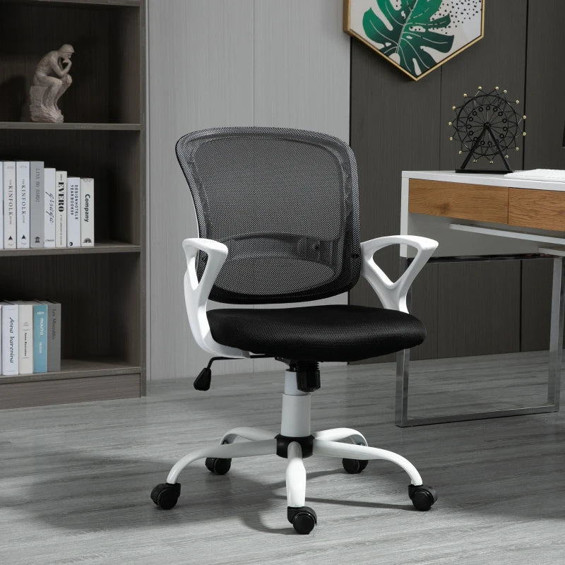 Black Mesh Office Chair with Lumbar Support & Adjustable Armrests
