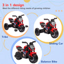 Red 3-in-1 Toddler Trike with Motorcycle Design