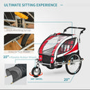 Red Child Bike Trailer for 2 Kids with 360° Rotatable Design