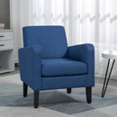 Blue Modern Accent Chair with Rubber Wood Legs for Living Room & Bedroom