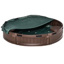 Brown Round Kids Sand Pit with Water-Resistant Cover