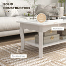 White Wood Coffee Table with Storage Shelf, 94L x 44W x 42H cm