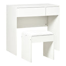 White Makeup Vanity Set with Mirror, Drawer, and Stool