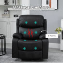 Black PU Leather Massage Recliner with Swivel Base and Heat
