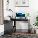 Black L-Shaped Corner Desk with Drawers and Storage Shelves