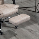 Beige Microfibre Home Office Chair with Reclining Function & Footrest