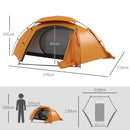 Orange Aluminium Frame Camping Dome Tent, 2000mm Waterproof, 1-2 Person