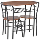 3-Piece Metal Frame Wood Top Dining Set in Black