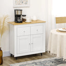 White Modern Sideboard Storage Cabinet with Double Doors and Drawers