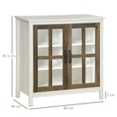 Distressed White Glass Door Storage Cabinet
