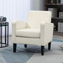 Modern Cream White Accent Chair with Rubber Wood Legs