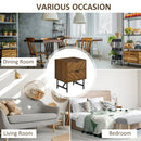 Brown 2-Drawer Side Cabinet Storage Table with Metal Handles