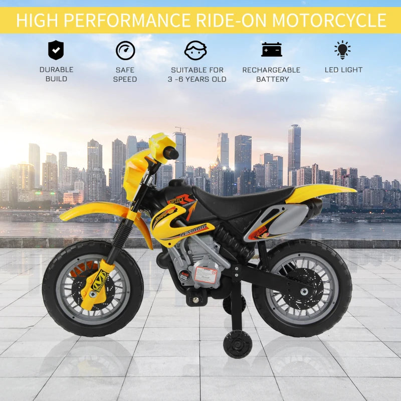 Yellow Kids Electric Motorcycle Ride-On Toy