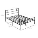 Black Metal Double Bed Frame with Storage Space