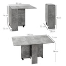 Grey Folding Dining Table with Shelves and Casters